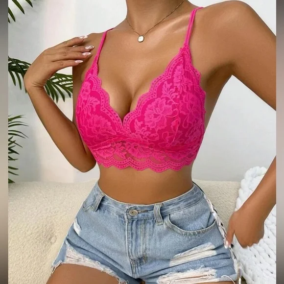 Boho floral lace scallop hem bralette - Picture 4 of 16